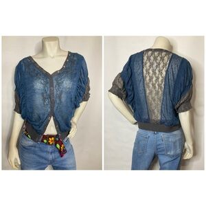 NWT Cecico Bohemian Lace Embroidered Semi Sheer Top Size Medium